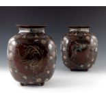 Honda Yosaburo (attributed), a pair of 19th century Japanese cloisonné vases