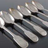 A set of six Victorian silver dessert spoons, Samuel Hayne and Dudley Cater, London 1853