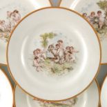 Emile Lessore for Wedgwood, a set of six creamware Putti plates