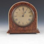 An Art Deco shagreen and burr walnut clock