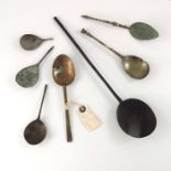 A collection of seven 17th century latten spoons