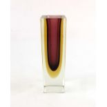 Luigi Mandruzzato, a Sommerso triple cased Murano glass vase, circa 1950s, 15cm high