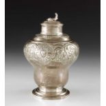 A George II silver tea caddy, Peze Pilleau, London 1747