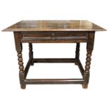 A Charles II joined oak side table