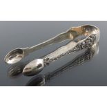 A pair of Victorian silver sugar tongs, George Adams, London 1845