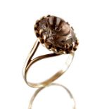 A 9ct gold smoky quartz single-stone ring