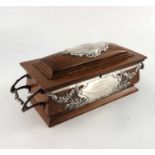 An Edwardian silver mounted oak casket, Marples and Beasley, Birmingham 1906