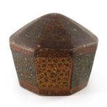 A Kashmir wooden and papier-mache turban box,