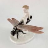 Albert Caasmann for Rosenthal, figure of a putto on a dragonfly