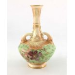 A Royal Worcester vase, circa 1892, angled baluster footed form
