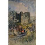 Attributed to John Piper (1903-1992), Tower Ruins, watercolour, 21cm x 13cm, framed