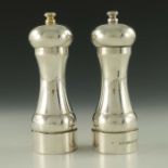 A pair of Elizabeth II silver salt and pepper grinder, James Dixon & Sons, Birmingham 2001, stamped