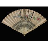λ Two Chinese Export ivory fans, an 18th century ivory fan with Chinese Export monture, Qing Dynasty