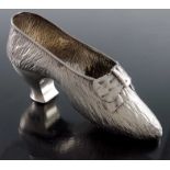 A Victorian novelty silver shoe, Nathan and Hayes, Birmingham 1890