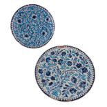 Two Persian blue and white Iznik type plates