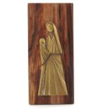 Karl Hagenauer, Madonna and Child, brass and rosewood mounted plaque