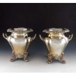 A pair of William IV Old Sheffield Plate wine coolers