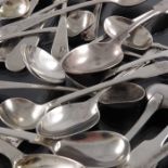 A collection of George III and later silver tea and condiment spoons