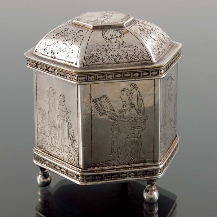 A Dutch silver plated marriage box - Image 2 of 7