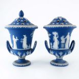 A pair of Wedgwood Jasperware potpourri vases
