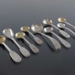 George III and later Provincial silver salt and mustard spoons, York and Exeter