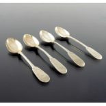 A set of four Imperial Russian silver teaspoons, Moscow circa 1890