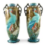 Leon Solon for Minton, a pair of Secessionist twin handled vases, circa 1898