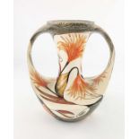 Sian Leeper for Cobridge Pottery, a winged handled baluster form vase