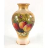 W Ricketts, for Royal Worcester, a vase, circa 1926, painted with fallen fruit