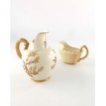 A Royal Worcester flat-back ivory jug