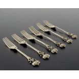A set of twelve Arts and Crafts silver plated forks, in the Glasgow style of Archibald Knox