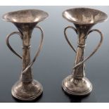 A pair of Arts and Crafts silver vases, Samuel Levi, Birmingham 1908