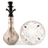 A Bohemian enamelled glass hookah pipe and stand