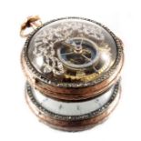A late 18th century French gold and diamond skeleton pocket watch