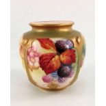 K Blake, for Royal Worcester, a vase, circa 1951, painted with blackberries and blossom,