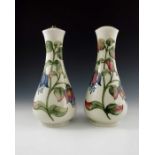 Walter Moorcroft, a pair of Fuchsia lamp bases