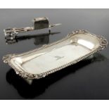 A pair of George III silver candle snuffers with tray, Rebecca Emes and Edward Barnard, London 1812/