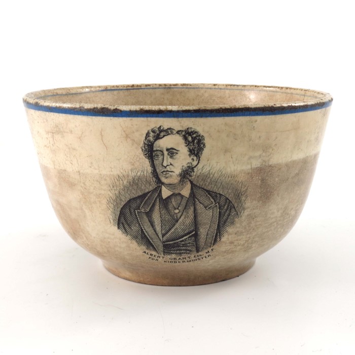 A commemorative transfer printed bowl, for Albert Grant MP for Kidderminster