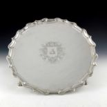 A large George II silver salver, Francis Nelme, London 1730