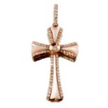 An 18ct gold diamond and mother-of-pearl cross pendant
