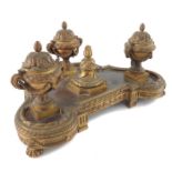 An ormolu and leather inset desk stand