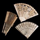 λ A selection of 19th and early 20th century fans for restoration and spares, including an ivory fan