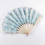 Four fans, an early 20th century white ostrich feather fan