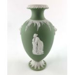 A Wedgwood green Jasperware vase, circa 1850