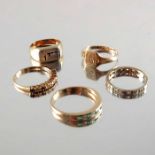 A selection of five gem-set rings