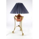 W A S Benson, an Arts and Crafts copper and brass table lamp, model 45, circa 1890