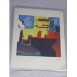 20th century Continental school, a harbour scene, screenprint, signed in pencil, numbered 46/150,