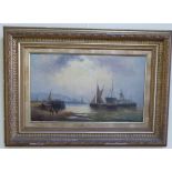 William Langley (British, 1852-1922), a maritime study, oil on canvas, signed lower right, H.30cm