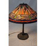 A Nouveau style dragonfly glass table lamp, Diameter 50cm