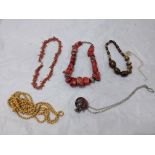 A collection of jewellery, some coral